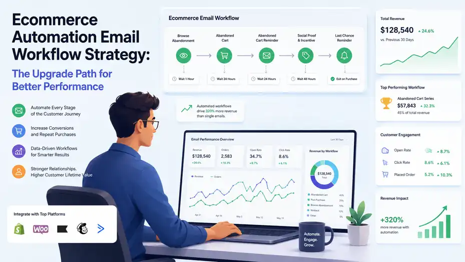 An informative illustration about Ecommerce Automation Email Workflow Strategy: The Upgrade Path for Better Performance