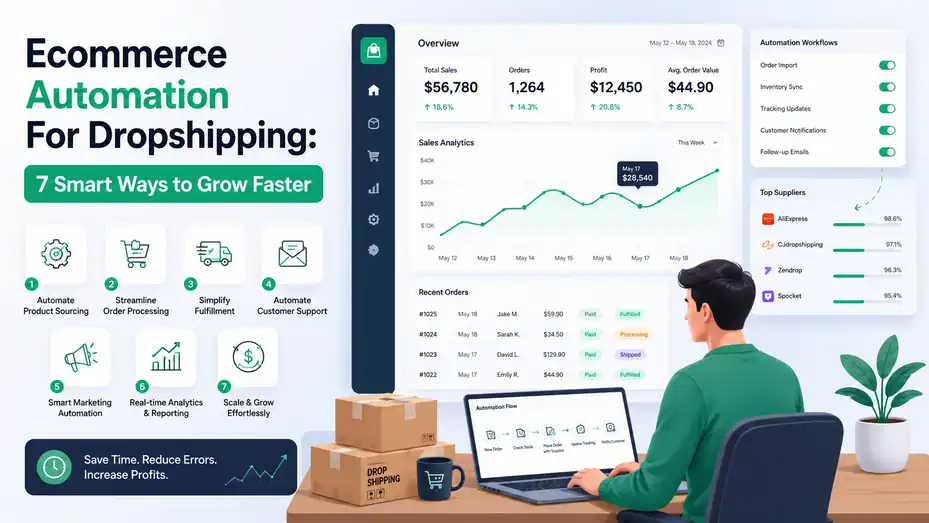 An informative illustration about Ecommerce Automation For Dropshipping 7 Smart Ways to Grow Faster