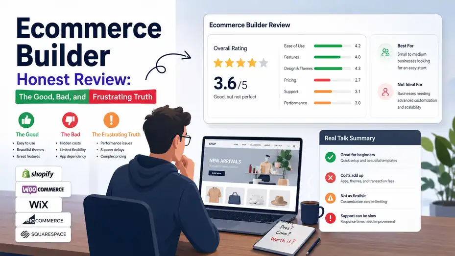 An informative illustration about Ecommerce Builder Honest Review: The Good, Bad, and Frustrating Truth