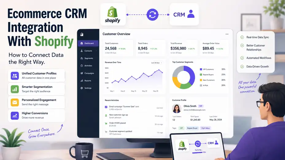 An informative illustration about Ecommerce CRM Integration With Shopify: How to Connect Data the Right Way