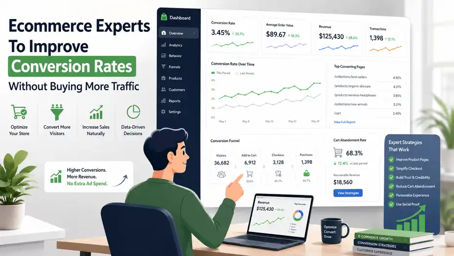 An informative illustration about Ecommerce Experts To Improve Conversion Rates Without Buying More Traffic