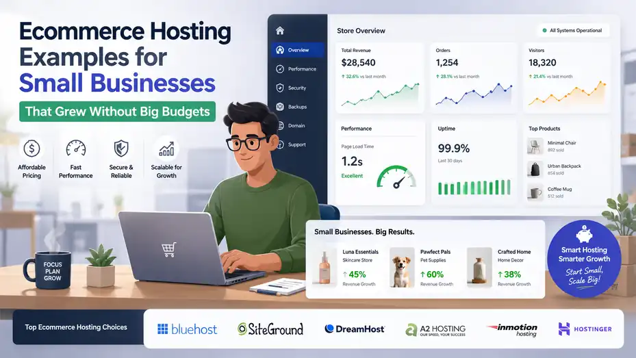 An informative illustration about Ecommerce Hosting Examples for Small Businesses That Grew Without Big Budgets