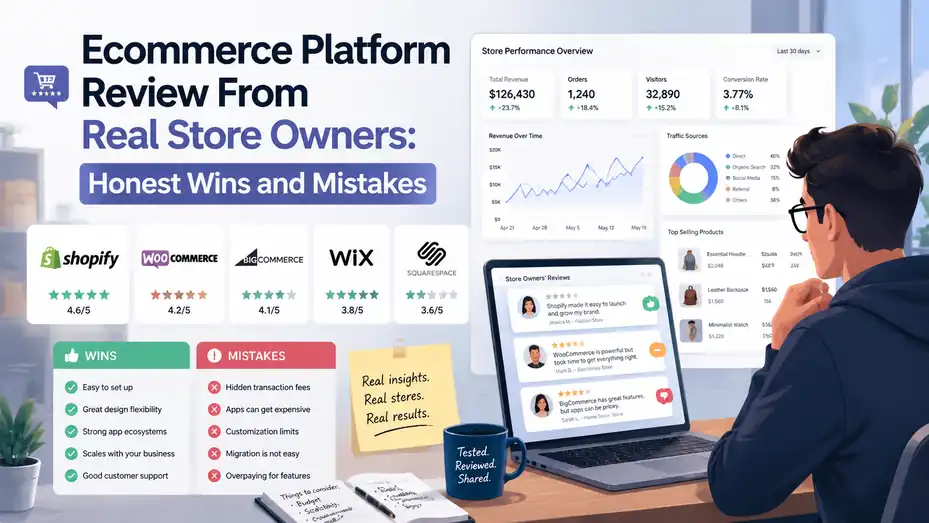 An informative illustration about Ecommerce Platform Review From Real Store Owners: Honest Wins and Mistakes