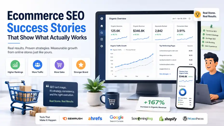 An informative illustration about Ecommerce SEO Success Stories That Show What Actually Works
