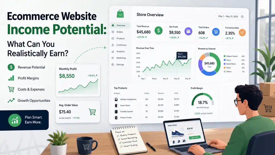 An informative illustration about Ecommerce Website Income Potential What Can You Realistically Earn