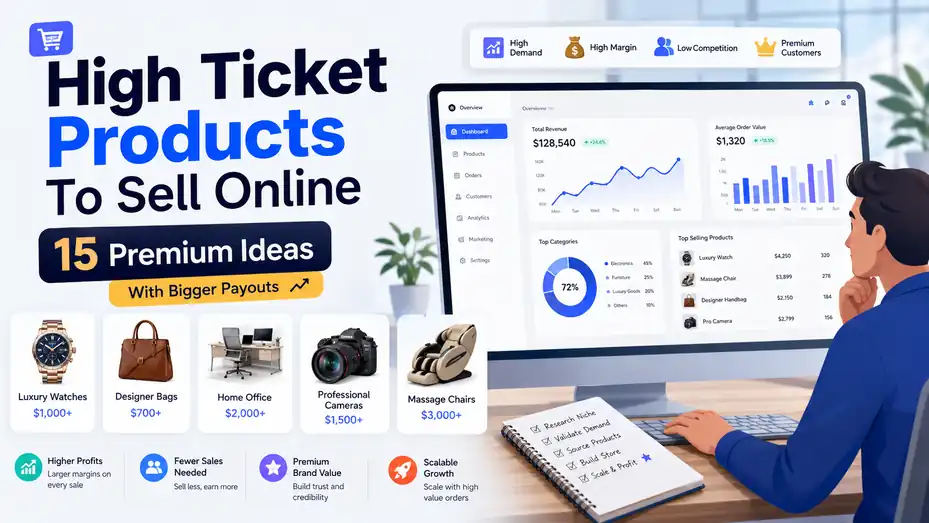 An informative illustration about High Ticket Products To Sell Online: 15 Premium Ideas With Bigger Payouts