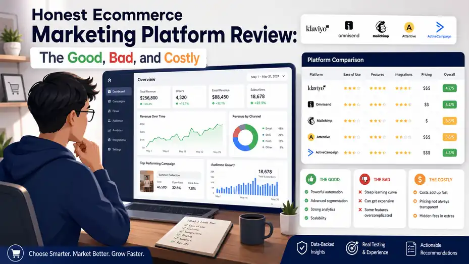 An informative illustration about Honest Ecommerce Marketing Platform Review: The Good, Bad, and Costly