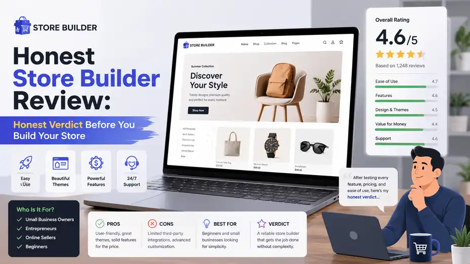 An informative illustration about Honest Store Builder Review: Honest Verdict Before You Build Your Store