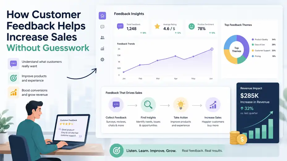 An informative illustration about How Customer Feedback Helps Increase Sales Without Guesswork