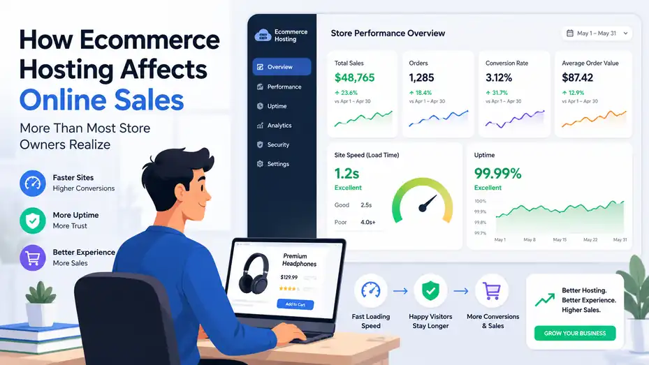 An informative illustration about How Ecommerce Hosting Affects Online Sales More Than Most Store Owners Realize