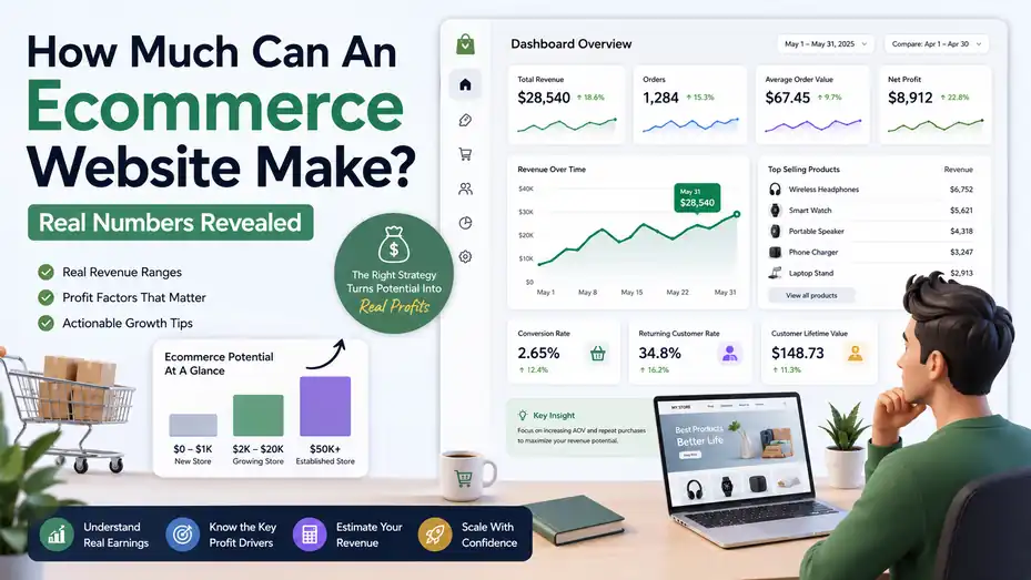 An informative illustration about How Much Can An Ecommerce Website Make? Real Numbers Revealed