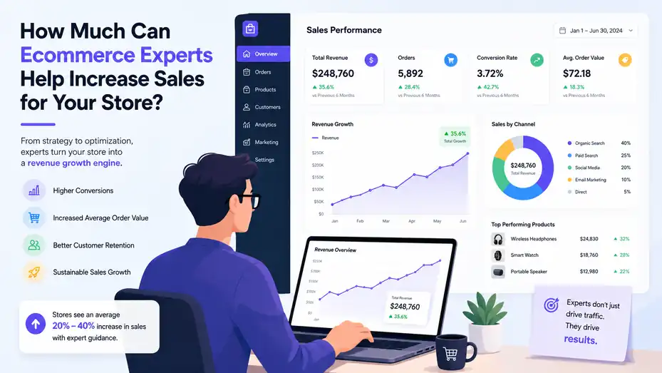 An informative illustration about How Much Can Ecommerce Experts Help Increase Sales for Your Store?
