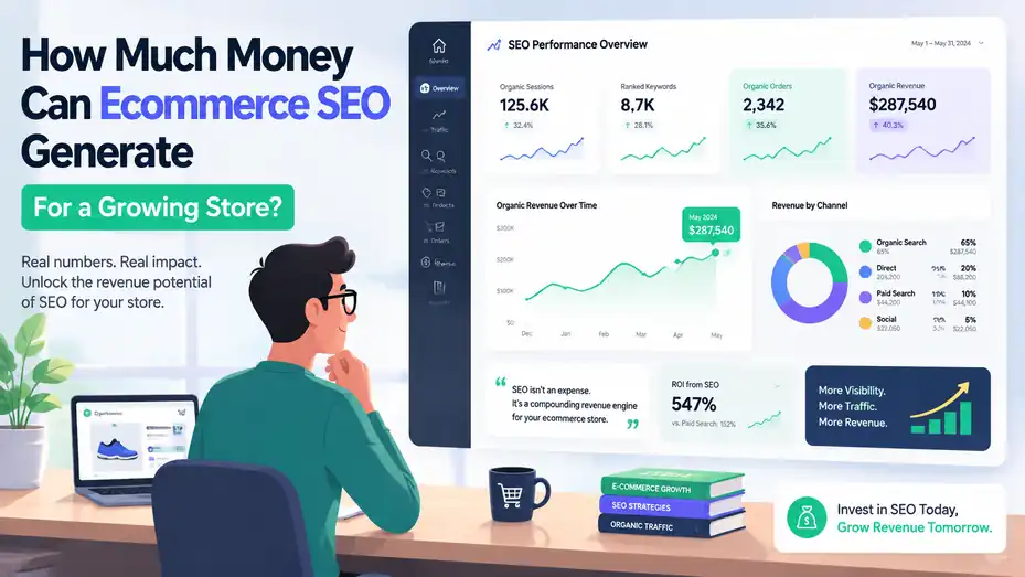 An informative illustration about How Much Money Can Ecommerce SEO Generate for a Growing Store?