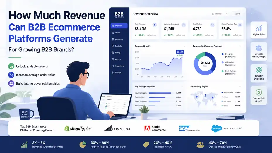An informative illustration about How Much Revenue Can B2B Ecommerce Platforms Generate For Growing B2B Brands?