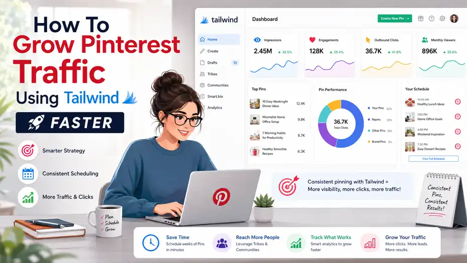 An informative illustration about How To Grow Pinterest Traffic Using Tailwind Faster