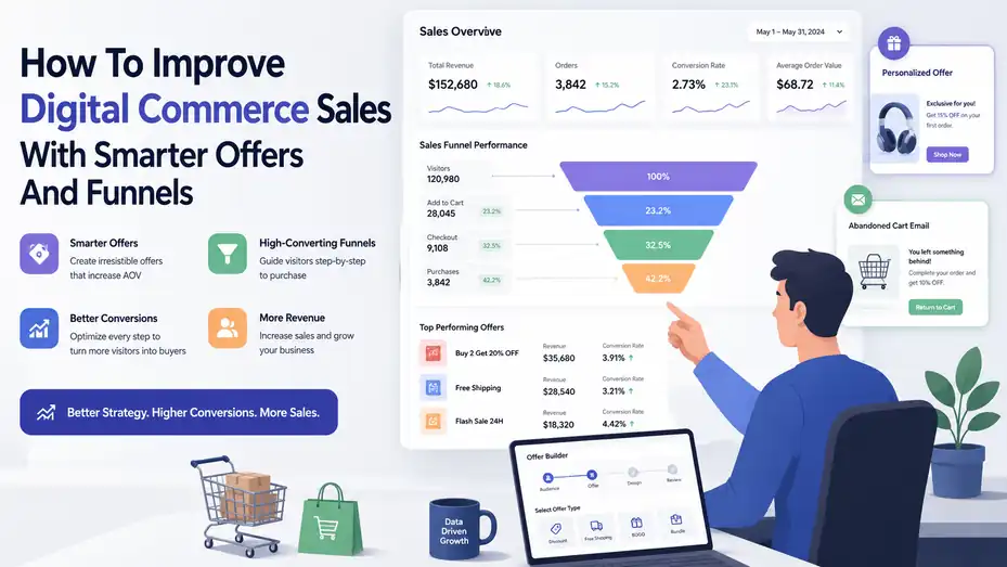 An informative illustration about How To Improve Digital Commerce Sales With Smarter Offers And Funnels