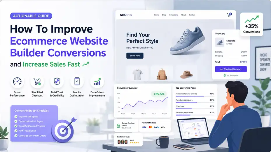 An informative illustration about How To Improve Ecommerce Website Builder Conversions and Increase Sales Fast