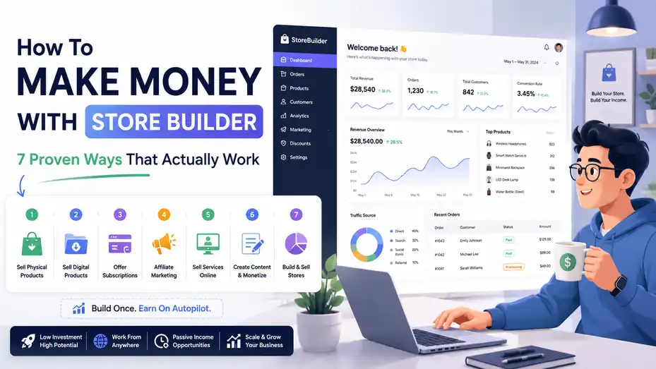 An informative illustration about How To Make Money With Store Builder: 7 Proven Ways That Actually Work