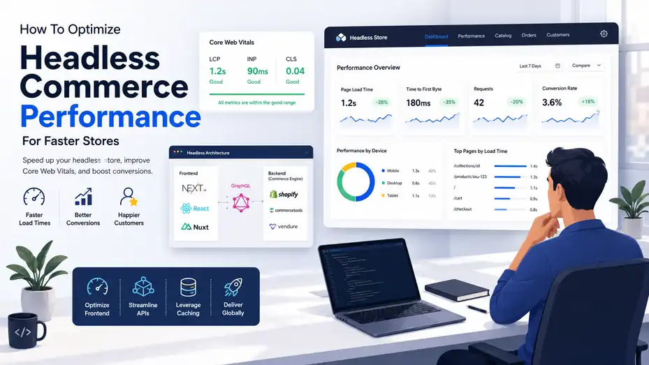 An informative illustration about How To Optimize Headless Commerce Performance for Faster Stores