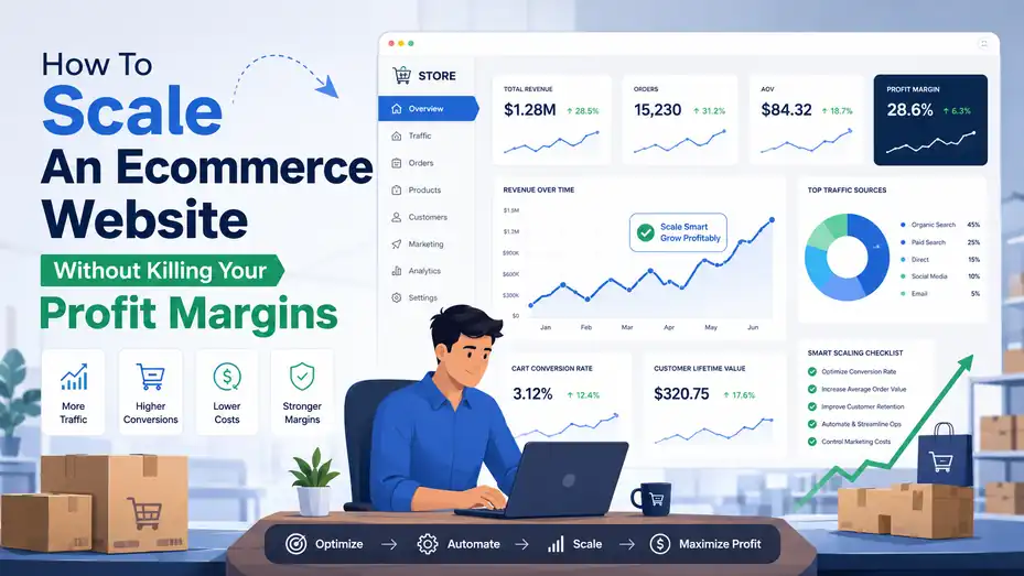 An informative illustration about How To Scale An Ecommerce Website Without Killing Your Profit Margins