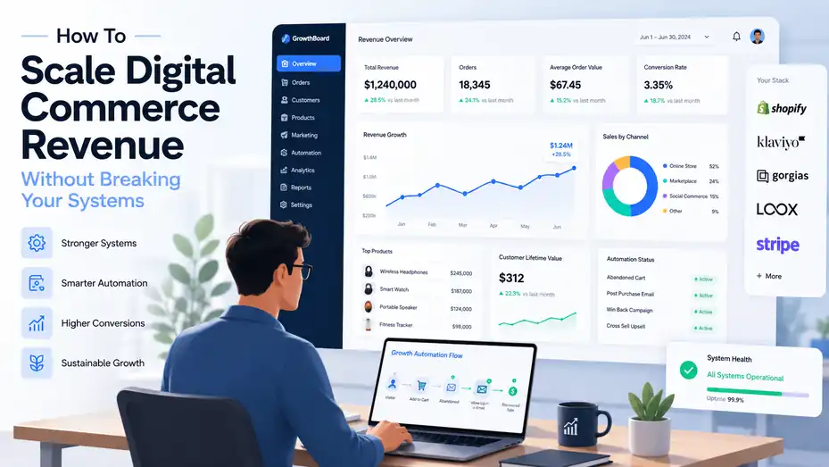 An informative illustration about How To Scale Digital Commerce Revenue Without Breaking Your Systems