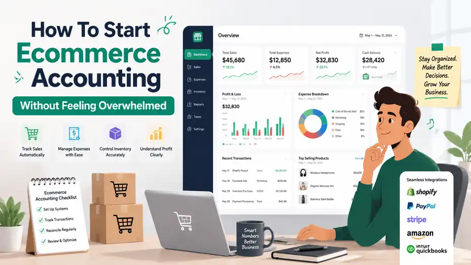 An informative illustration about How To Start Ecommerce Accounting Without Feeling Overwhelmed