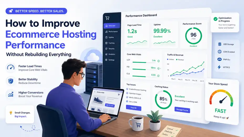 An informative illustration about How to Improve Ecommerce Hosting Performance Without Rebuilding Everything