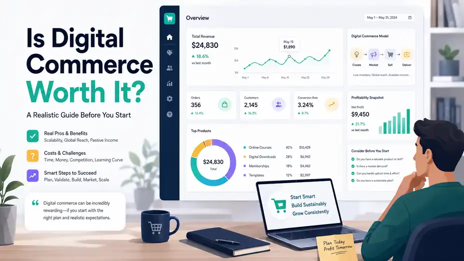 An informative illustration about Is Digital Commerce Worth It? A Realistic Guide Before You Start
