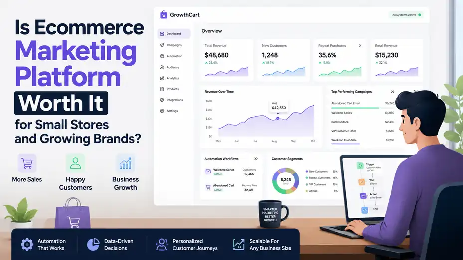 An informative illustration about Is Ecommerce Marketing Platform Worth It for Small Stores and Growing Brands?