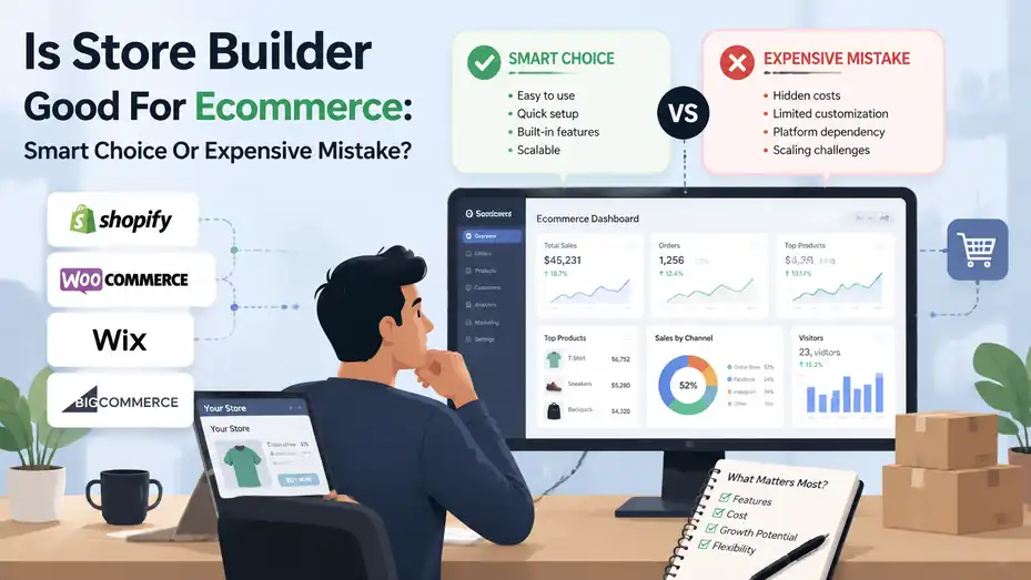 An informative illustration about Is Store Builder Good For Ecommerce: Smart Choice Or Expensive Mistake?