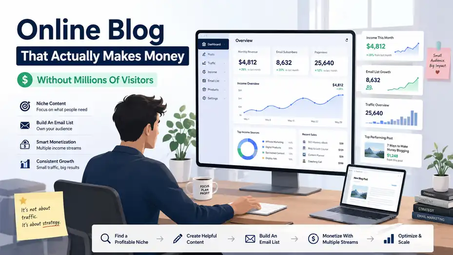 An informative illustration about Online Blog That Actually Makes Money Without Millions Of Visitors