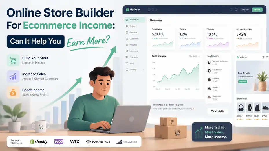 An informative illustration about Online Store Builder For Ecommerce Income: Can It Help You Earn More?