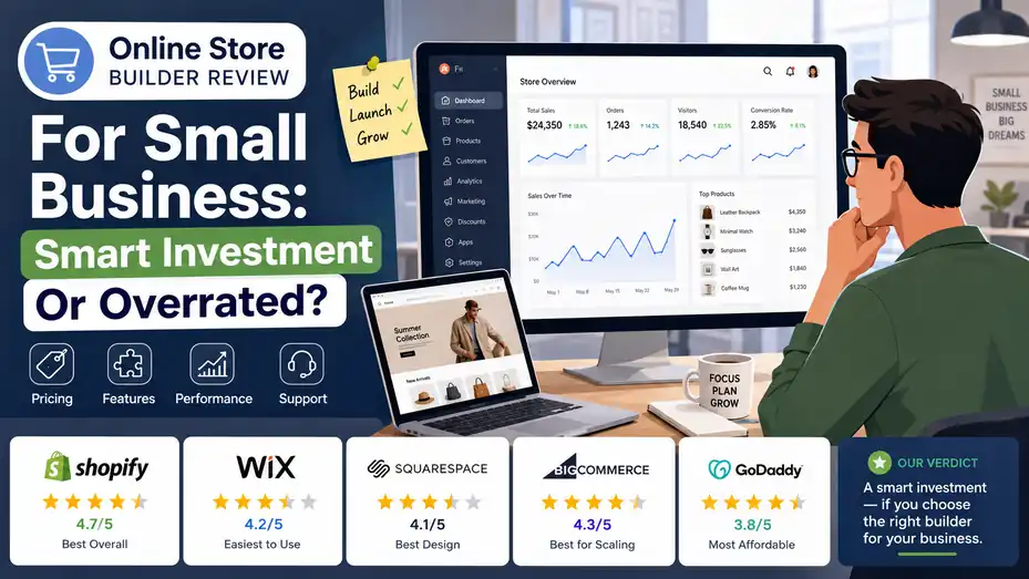 An informative illustration about Online Store Builder Review For Small Business: Smart Investment Or Overrated?