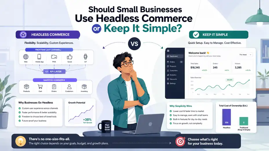 An informative illustration about Should Small Businesses Use Headless Commerce or Keep It Simple?