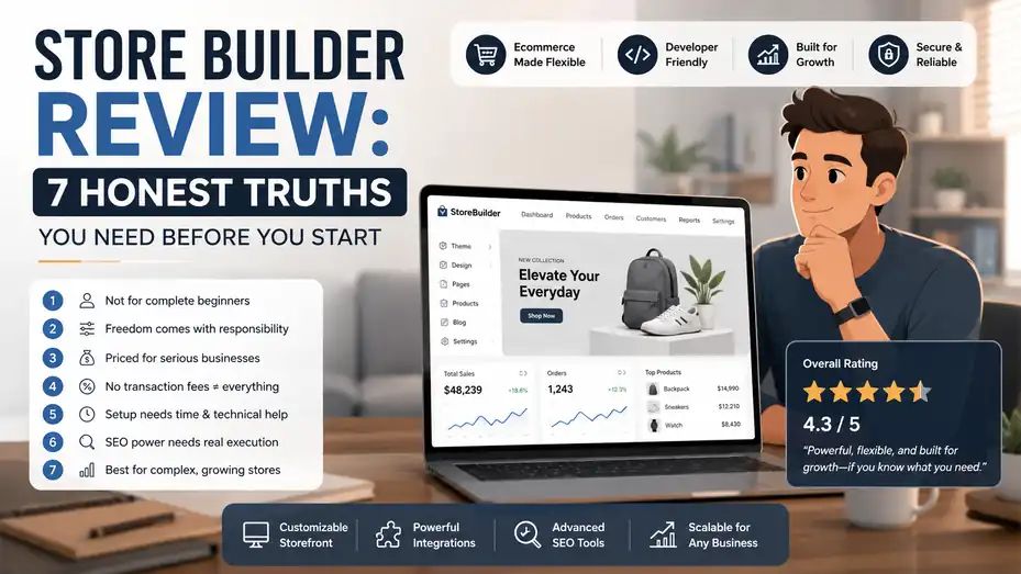 An informative illustration about Store Builder Review: 7 Honest Truths You Need Before You Start