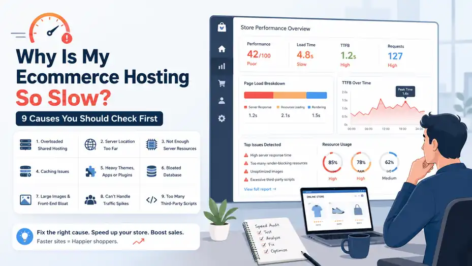 An informative illustration about Why Is My Ecommerce Hosting So Slow? 9 Causes You Should Check First