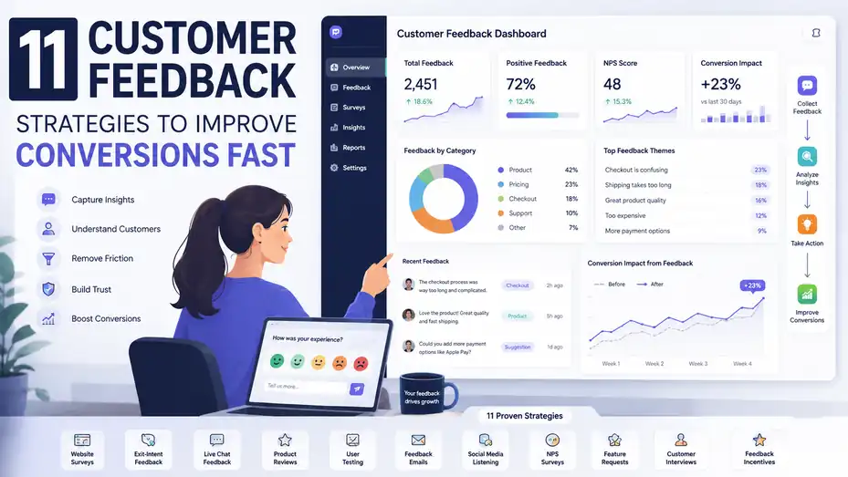 An informative illustration about 11 Customer Feedback Strategies To Improve Conversions Fast