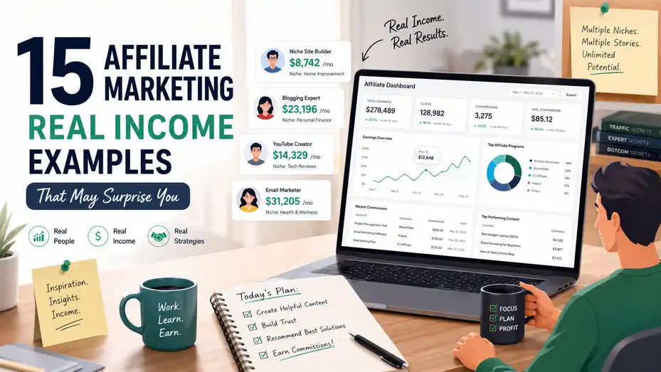 An informative illustration about 15 Affiliate Marketing Real Income Examples That May Surprise You