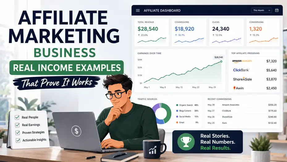 An informative illustration about Affiliate Marketing Business Real Income Examples That Prove It Works