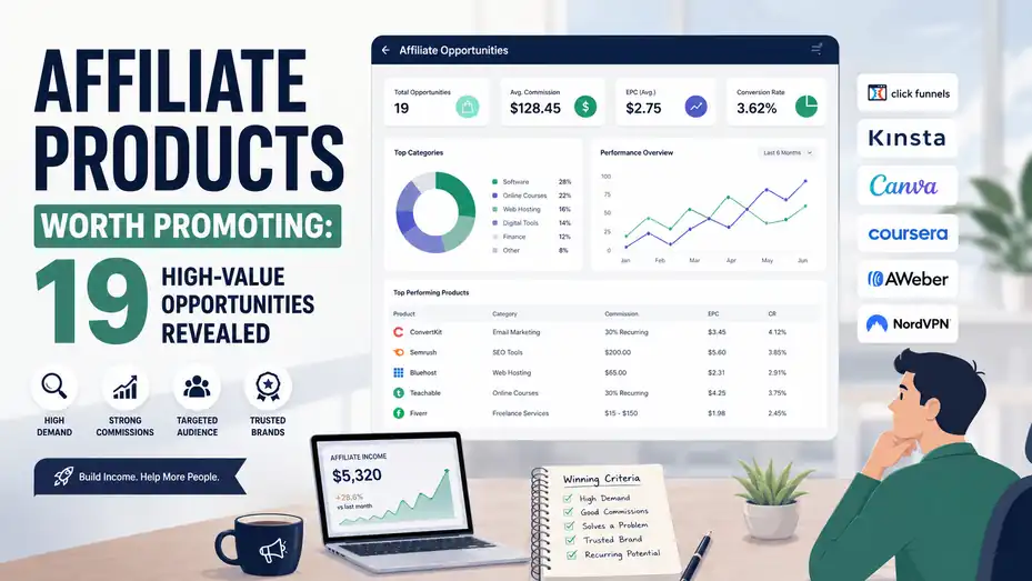 An informative illustration about Affiliate Products Worth Promoting: 19 High-Value Opportunities Revealed