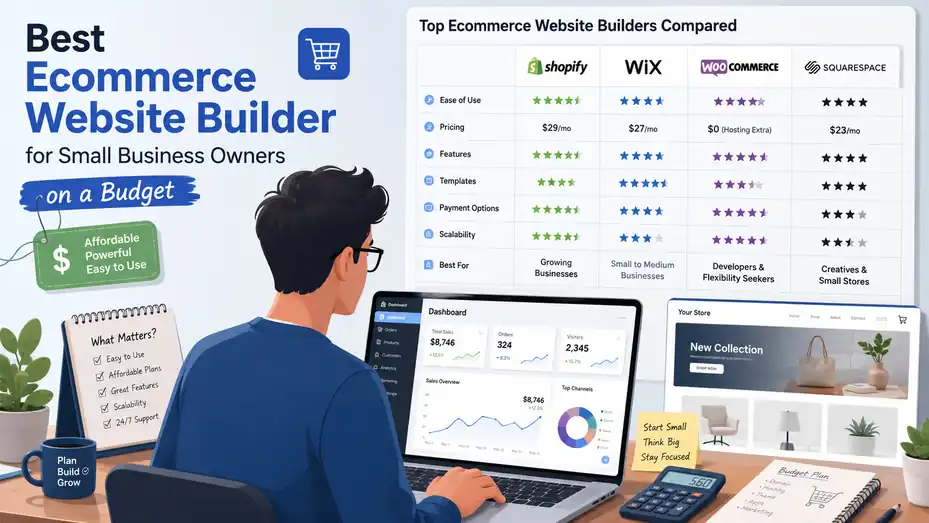An informative illustration about Best Ecommerce Website Builder for Small Business Owners on a Budget