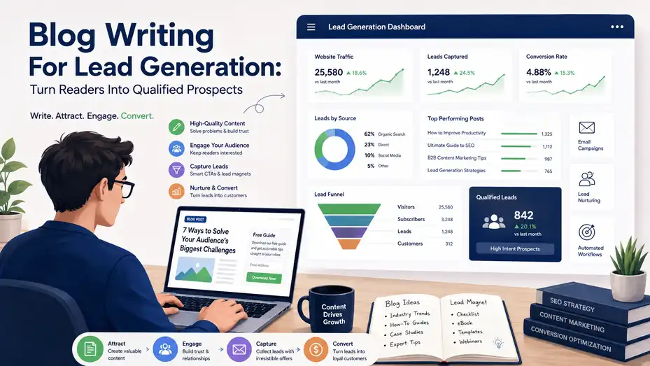 An informative illustration about Blog Writing For Lead Generation: Turn Readers Into Qualified Prospects