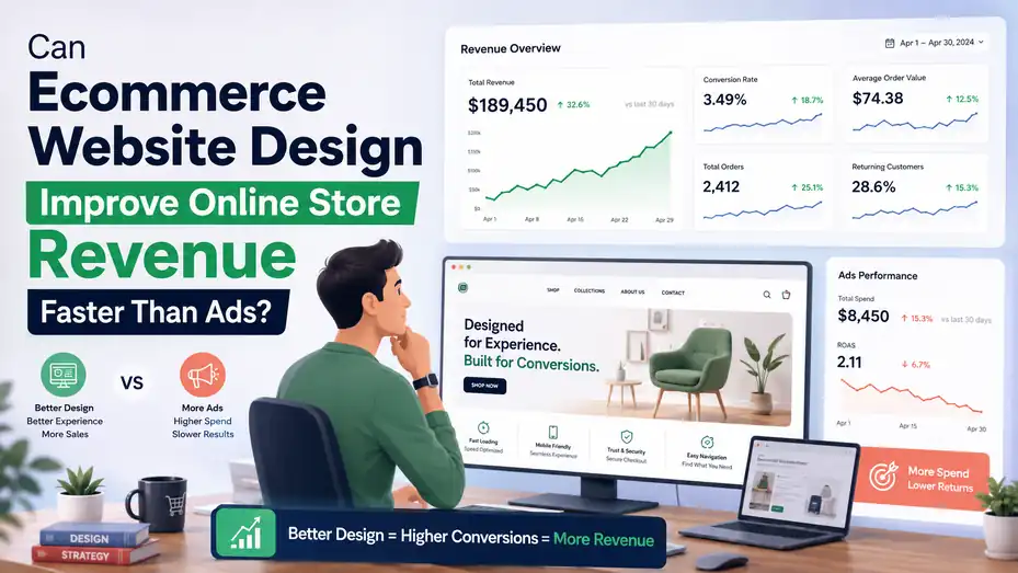 An informative illustration about Can Ecommerce Website Design Improve Online Store Revenue Faster Than Ads?