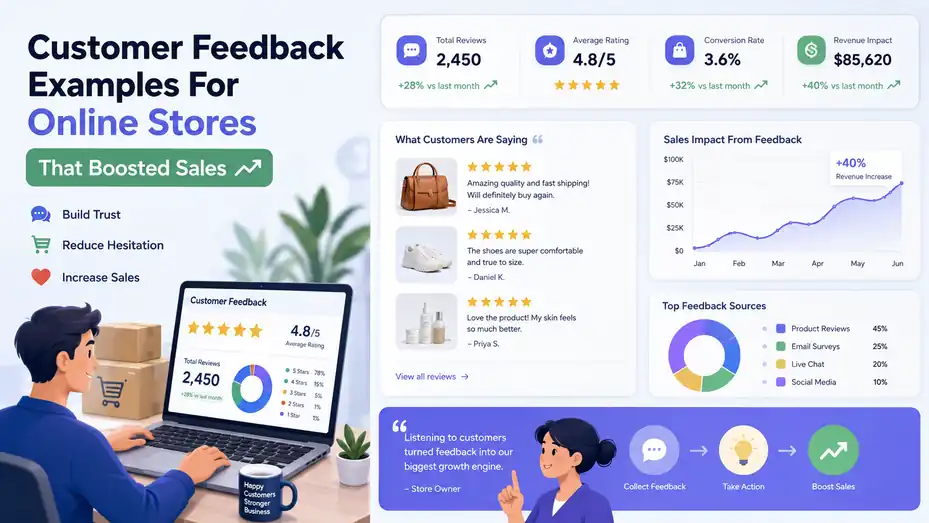 An informative illustration about Customer Feedback Examples For Online Stores That Boosted Sales