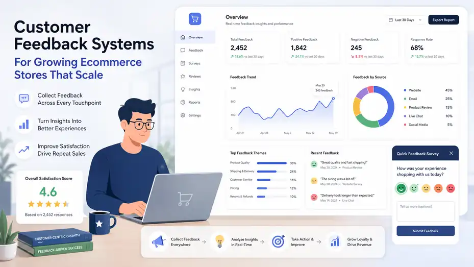 An informative illustration about Customer Feedback Systems For Growing Ecommerce Stores That Scale