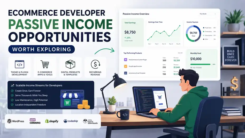 An informative illustration about Ecommerce Developer Passive Income Opportunities Worth Exploring
