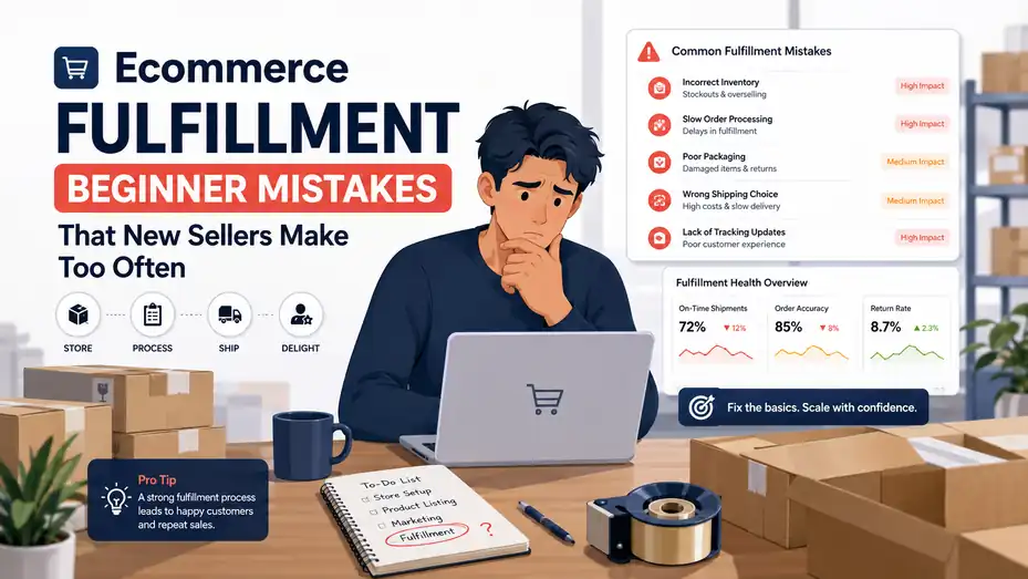 An informative illustration about Ecommerce Fulfillment Beginner Mistakes That New Sellers Make Too Often