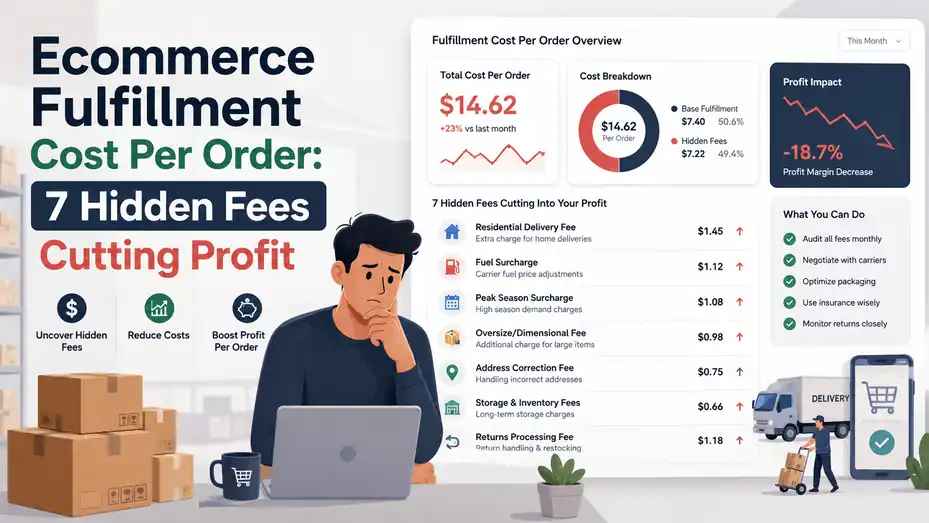 An informative illustration about Ecommerce Fulfillment Cost Per Order: 7 Hidden Fees Cutting Profit