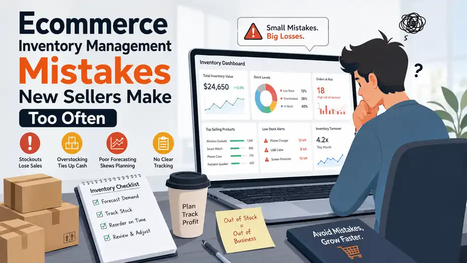 An informative illustration about Ecommerce Inventory Management Mistakes New Sellers Make Too Often