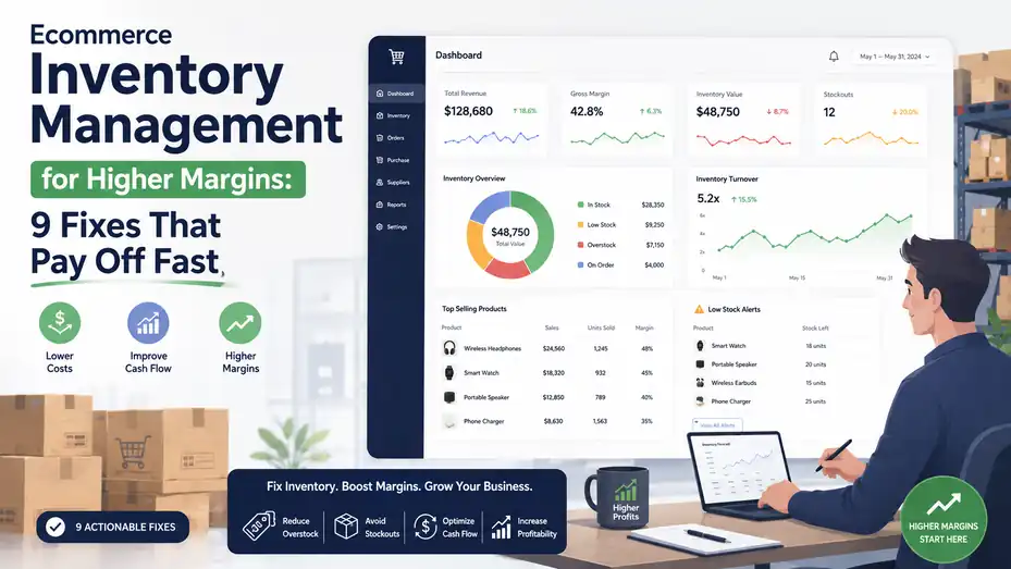 An informative illustration about Ecommerce Inventory Management for Higher Margins: 9 Fixes That Pay Off Fast